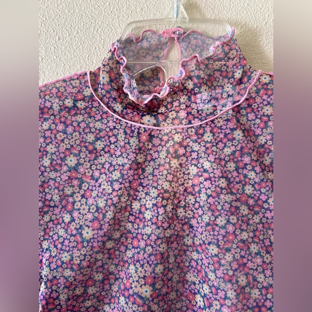 For Love & Lemons Nadia Floral Sheer Mini Dress Pink Women’s XS - Picture 4 of 6